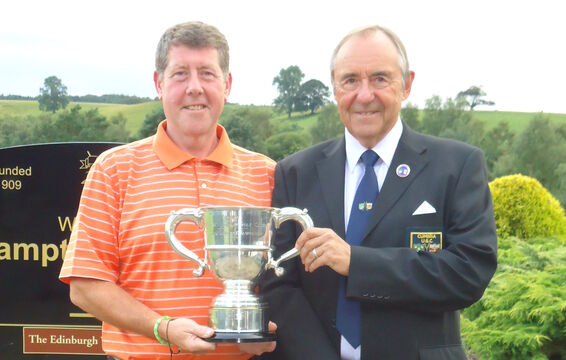 #caption-125 County Senior Champion 2014 Brian Holland (Brampton) with President Ian